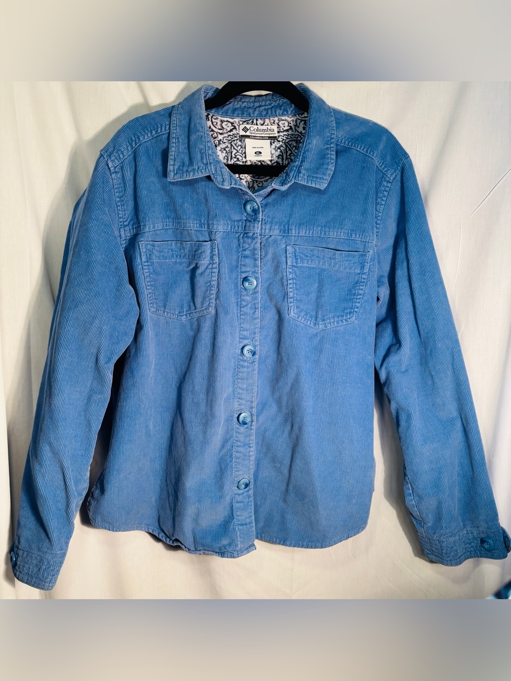 Columbia Baby Blue Corduroy Button Up XL | Oversized Gorpcore Layer - Picture 2 of 9